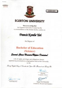 Francis Egerton Uni Bachelor